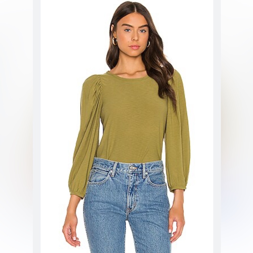 Revolve x NATION LTD Cecilia Pima Cotton Sleeve top Olive green women size Small